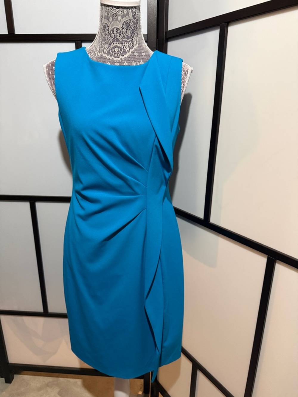 Calvin Klein Sleeveless Midi Dress in Bright Turquoise